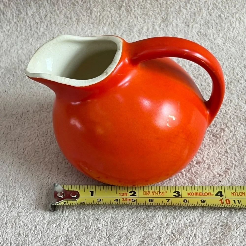 Vintage Mid Century Modern Orange Ceramic Creamer Small Pitcher Retro VTG MCM